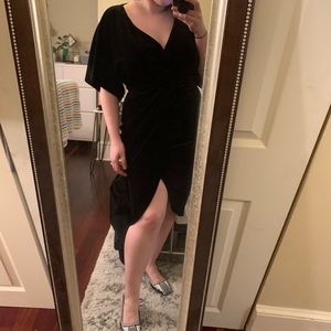 NWT Express Black Velvet Slit Dress